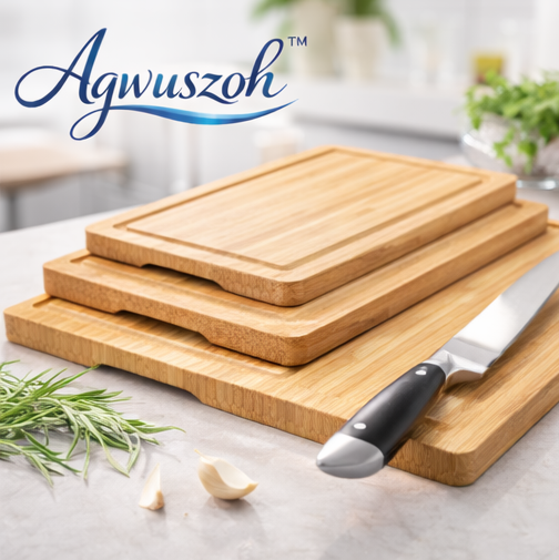 Aqwuszoh™ Wooden Cutting Board Set – Natural Bamboo Chopping Boards (3 Pack)
