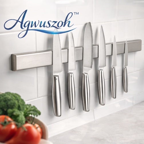 Aqwuszoh™ Magnetic Knife Holder Strip – Wall Mounted Kitchen Knife Storage